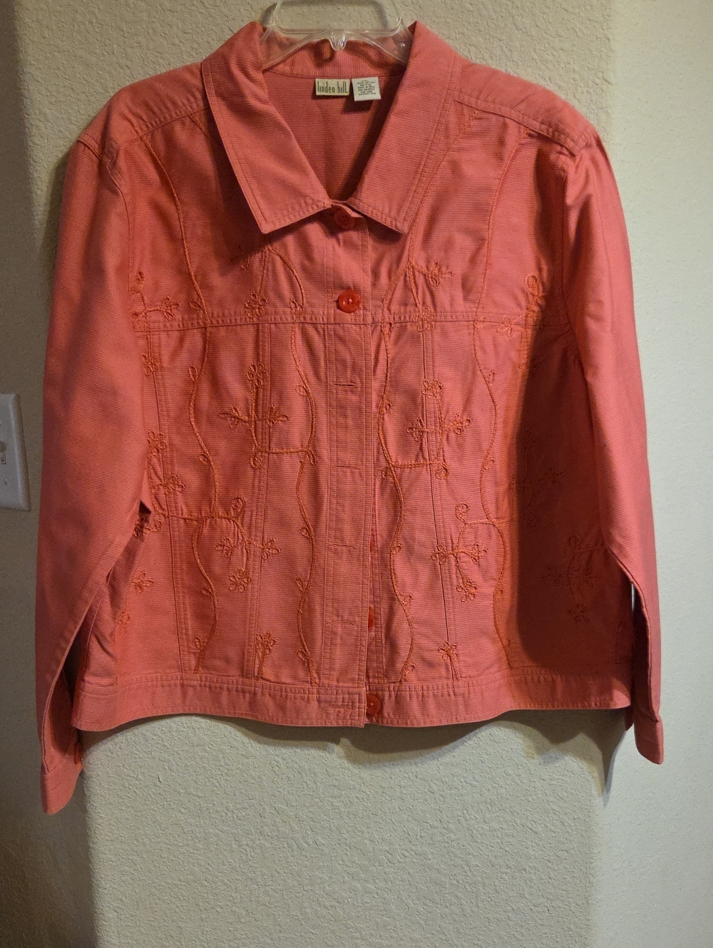 Vintage Linden Coral Embroidered Denim Jacket